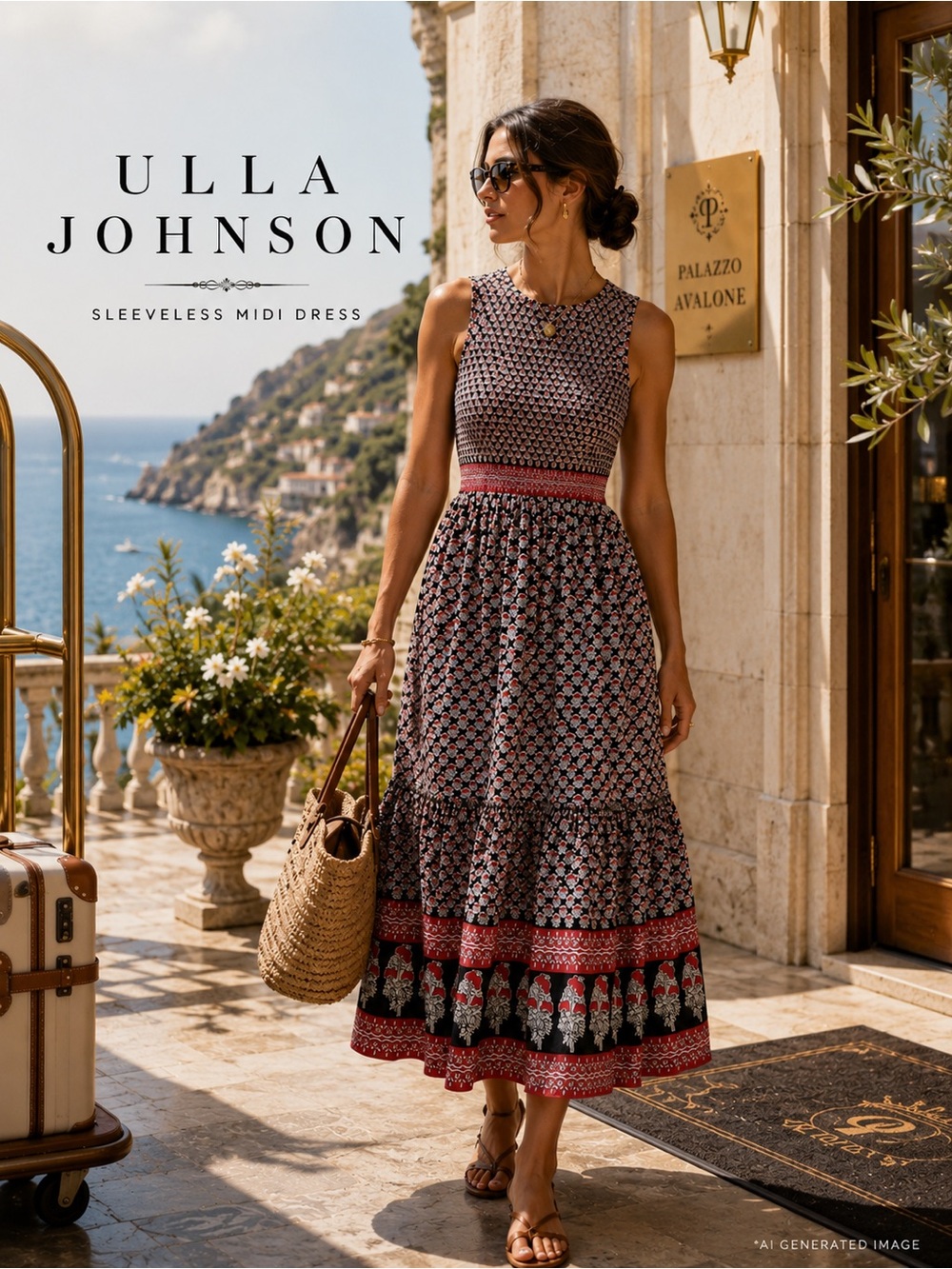 Ulla Johnson Silk Floral Midi Dress Size 0 Boho Luxe Resort Cottagecore Coastal